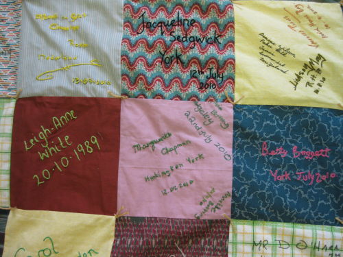 Signature Quilt at the Quilt Museum and Gallery made by volunteers