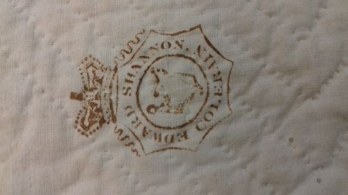 Wellington Quilt reverse showing linen stamp