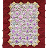 Red and Gold Cathedral Windows Miniature Quilt
