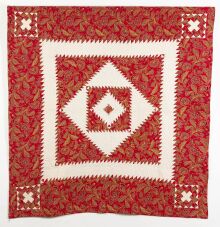 Turkey Red Sawtooth Frame Quilt, c.1900-1910